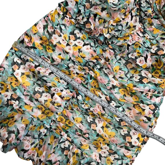 AMUR Elyse Silk Chiffon Floral Ruffle Bodycon Mini Dress Multicolor 6 Coquette - Picture 12 of 16